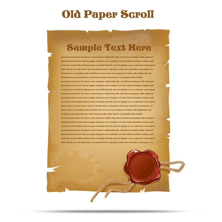 Vettore vecchio rotolo di carta con sigillo
