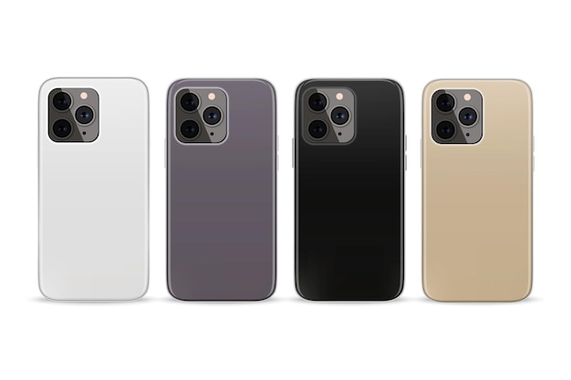 Vector 3d Realistic Smartphone Case Set Modello di progettazione del telefono per il dispositivo di modellazione del telefono