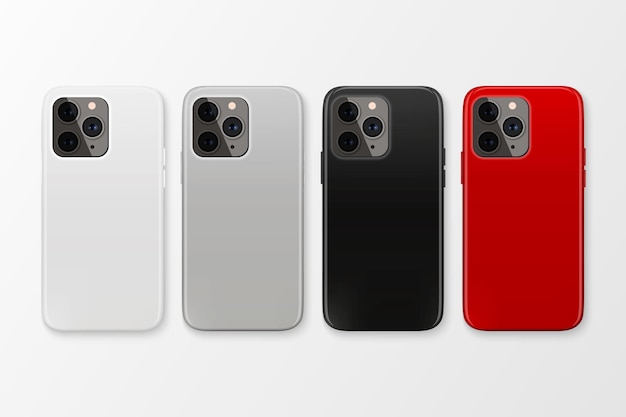 Vector 3d Realistico set di custodia per smartphone modello di progettazione per telefono