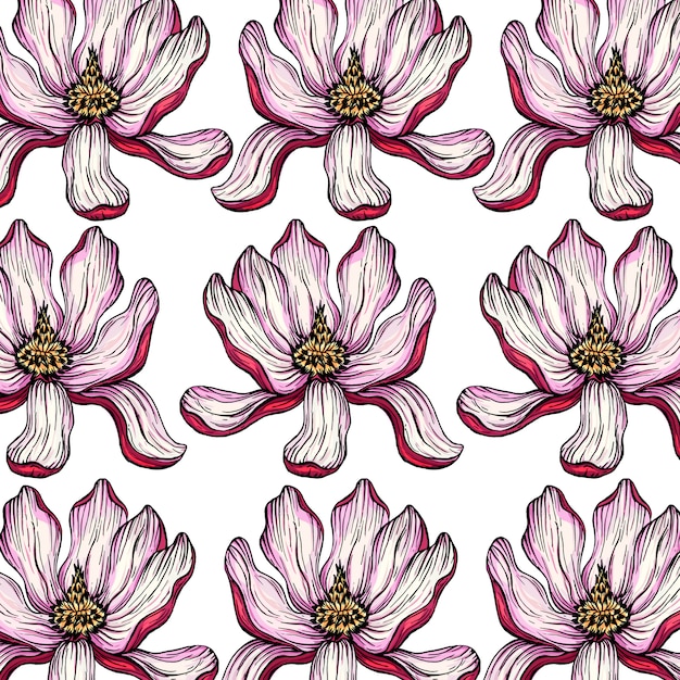 Vector background senza soluzione di continuità con i fiori di magnolia.