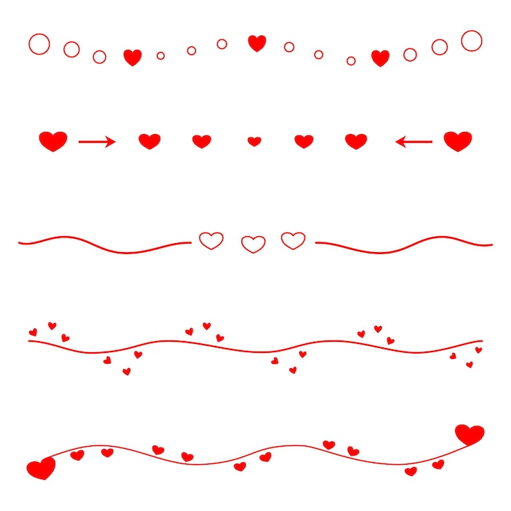 Vettore vector bella linea rossa con mini cuori rossi clip art può essere utilizzato per decorare qualsiasi carta web