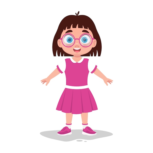Vector, bella ragazza con un vestito rosa.