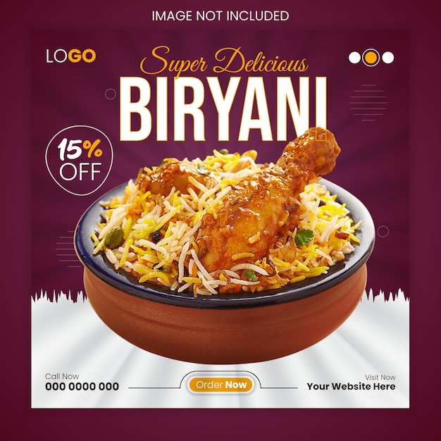 Vector biryani o food social media post design