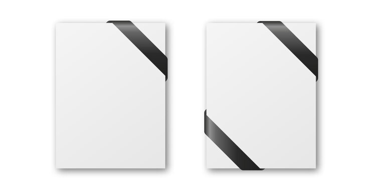 Vettore vector blank funeral card banner template sfondio con black silk ribbon corner design template