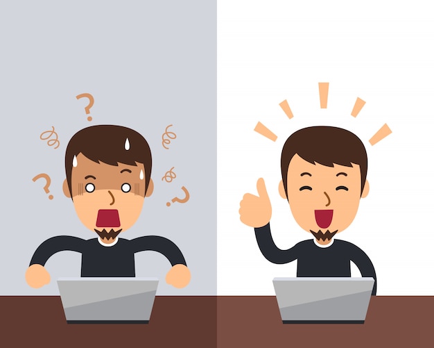 Vector cartoon uomo che esprime emozioni diverse