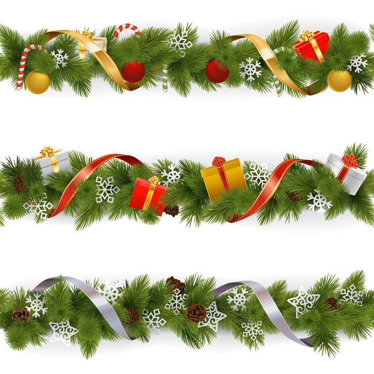 Vector Christmas Border Set 3 isolato su sfondo bianco