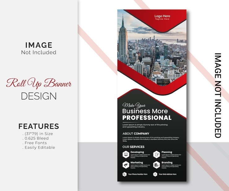 Vector corporate business roll up banner standee business banner template x banner design