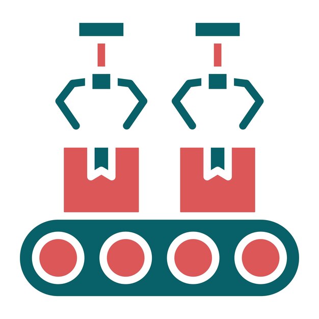 Vector Design Flexible Assembly System Icon Style (stile di icona del sistema di assemblaggio flessibile vettoriale)