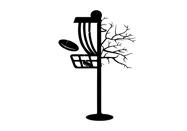 Vettore vector disc golf silhouette disc golf club e icone illustrazione vettoriale