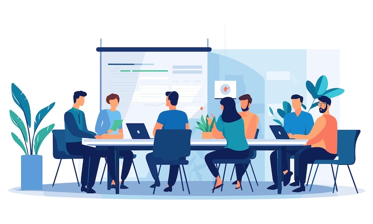Vettore vector flat persone in affari lavoro di squadra illustrazione illustrazione piatta