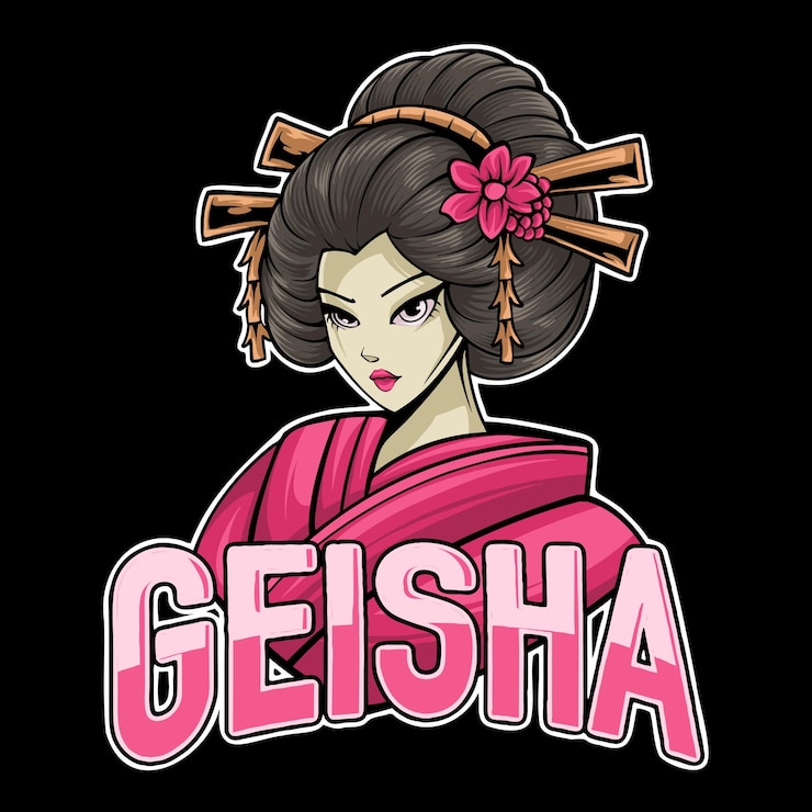 Vettore vector geisha mascotte giapponese logo illustrazione design