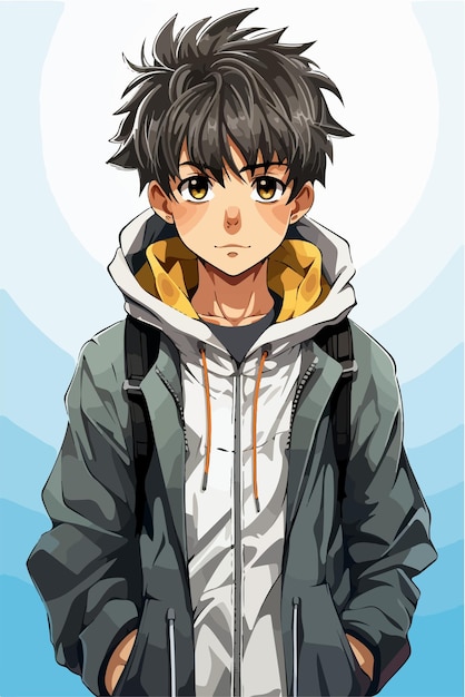 Vector giovane uomo animestyle personaggio vettoriale illustrazione design manga anime ragazzo