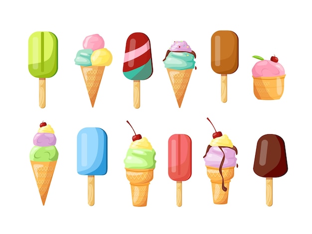 Vector grande set di deliziosi gelati