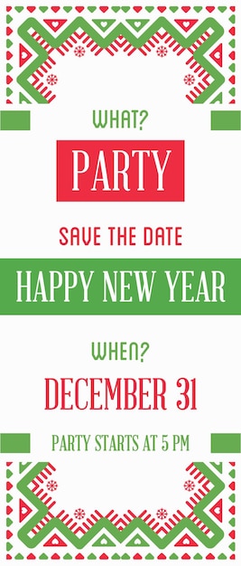 Vector Happy New Year o Merry Christmas tema Save the Date Invito alla festa