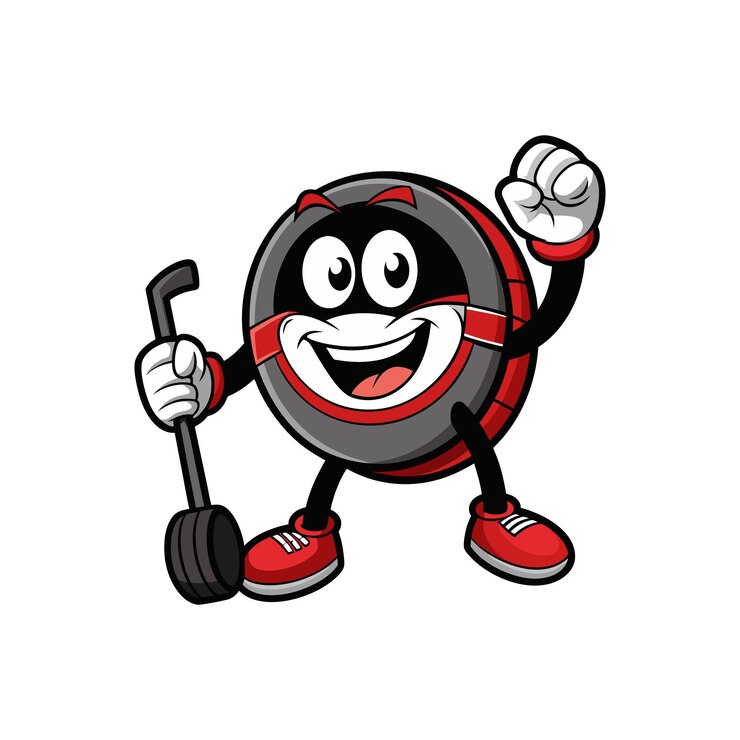 Vettore vector hockey puck personaggio comico clipart illustrazione