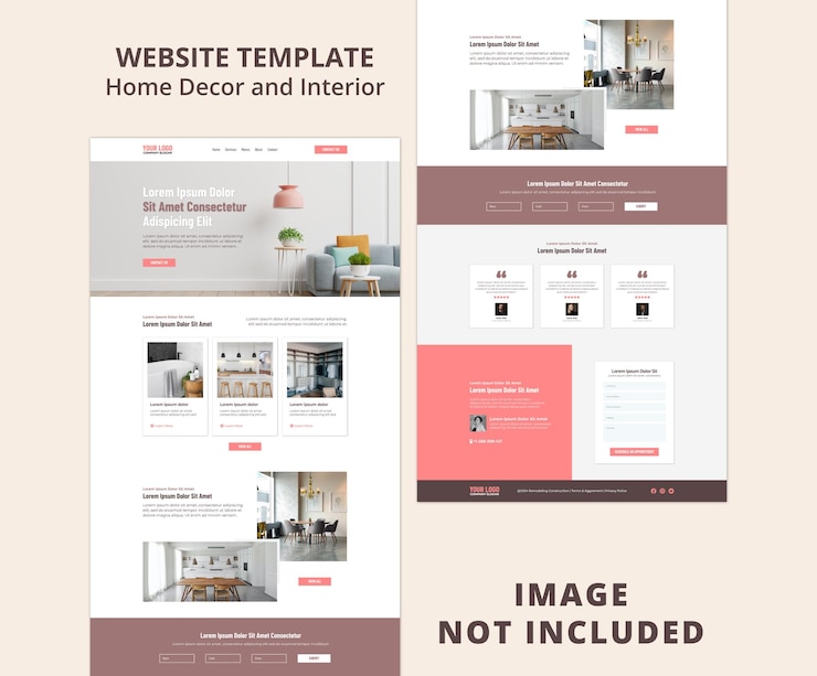 Vettore vector home decor e modello di sito web per interni