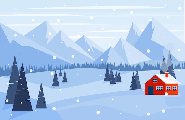 Vector il paesaggio di inverno senza giunte. Cartolina di Natale Eps 10