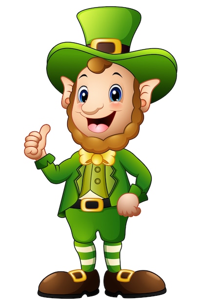 Vector l'illustrazione del fumetto Leprechaun che dà i pollici su