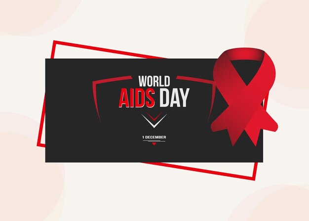 Vector la giornata mondiale dell'aids del 1° dicembre banner con nastro rosso e testo modello vettoriale della giornata mondiale dell'aids