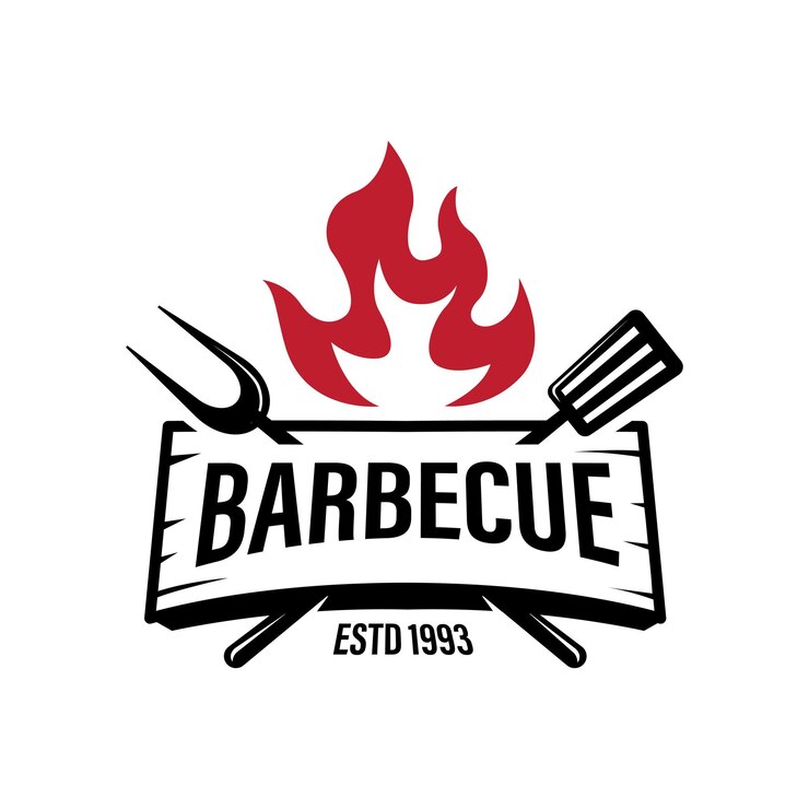 Vettore vector logo modello grill barbecue ristorante design logo ispirazione