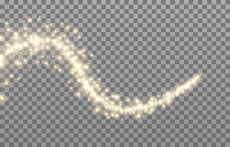 Vettore vector luce magica png. polvere incandescente su uno sfondo trasparente isolato. polvere d'oro png.