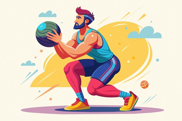 Vector Medicine ball squats Esercizio Clipart
