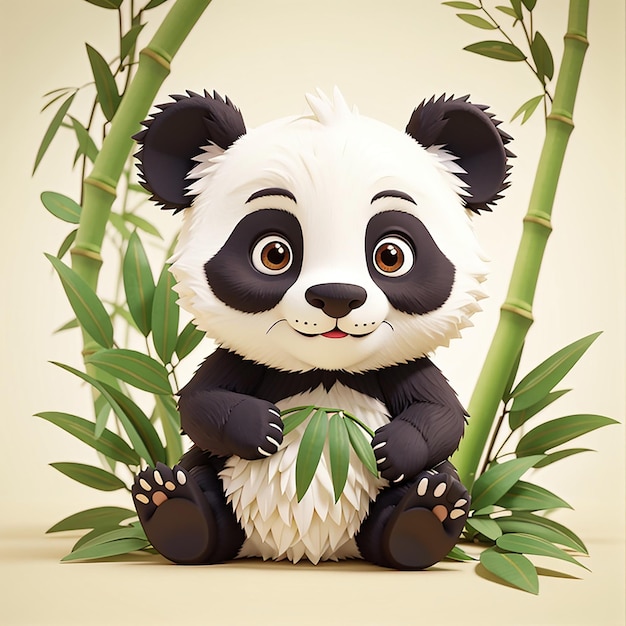 vector panda carino con bambù