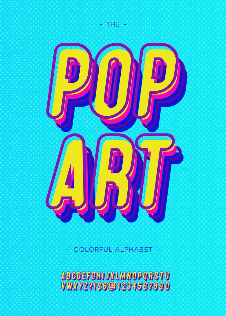 Vettore vector pop art alfabeto tipografia moderna stile sans serif per la promozione di libri decorazione poster vendita di magliette banner stampa su tessuto tipografia 3d a grassetto cool font trendy 10 eps