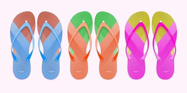 Vector realistico 3D a strisce Flip Flop Set Closeup