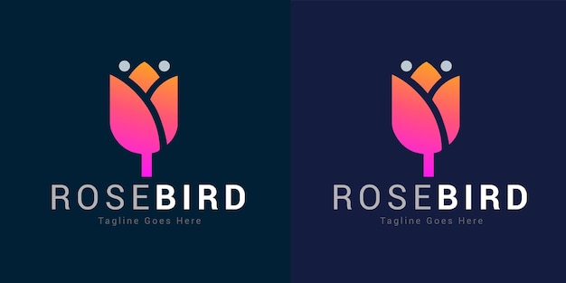 Vector rose bird elegante design del logo