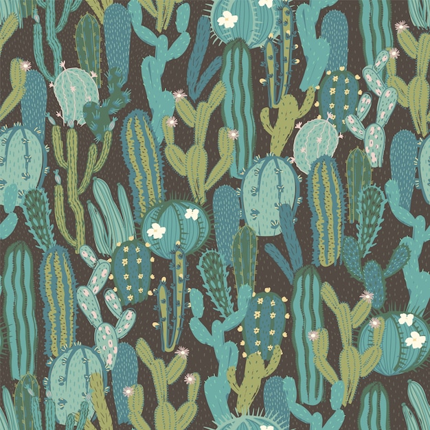 Vector seamless con cactus.