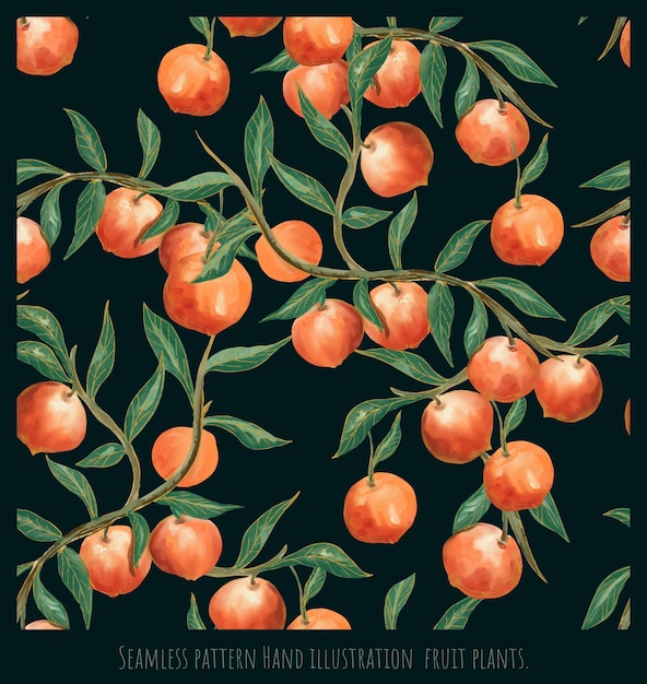 Vector Seamless pattern illustrazione frutti e lasciare art