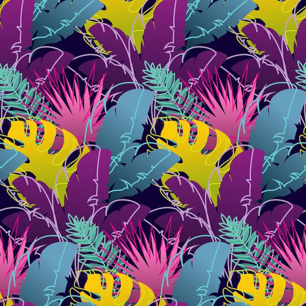 Vector Seamless pattern Immagine Foglie tropicali silhouette