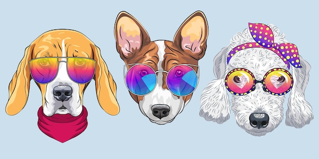 Vector Set 6 di cani dei cartoni animati