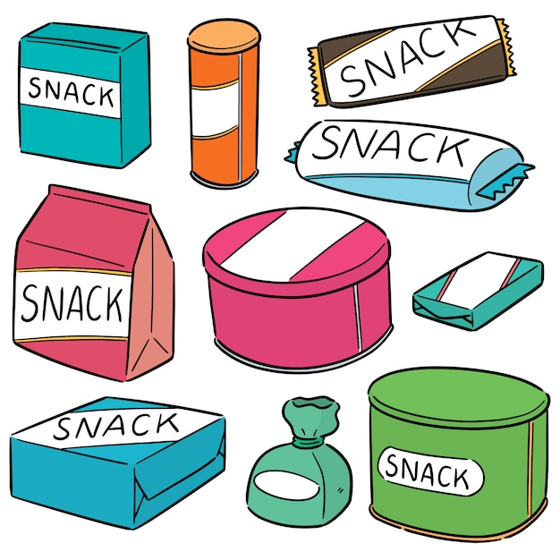Vector set di snack