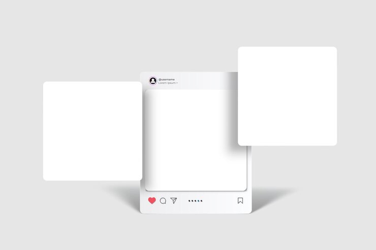 Vettore vector social media post interface mockup social frame post feed like share comment save