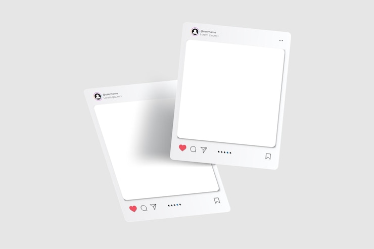 Vettore vector social media post interface mockup social frame post feed like share comment save