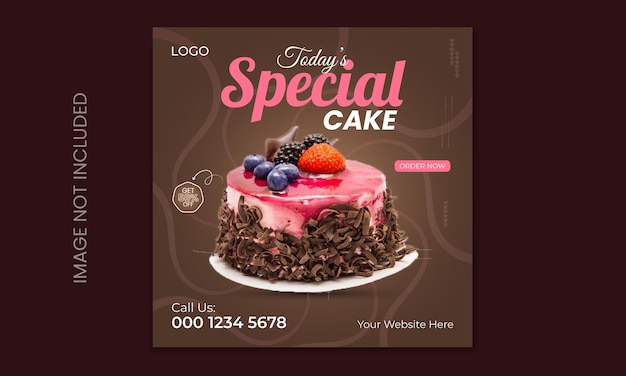 Vector speciale torta di cioccolato social media banner post design
