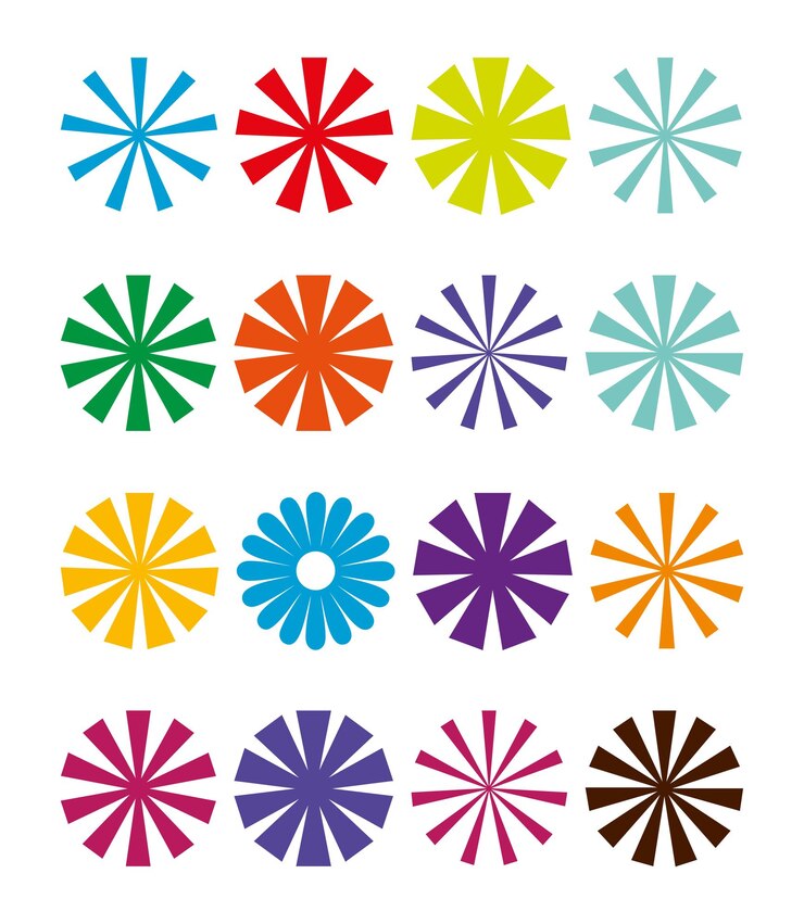 Vettore vector starburst sunburst modello circolare raggi colorati design travi