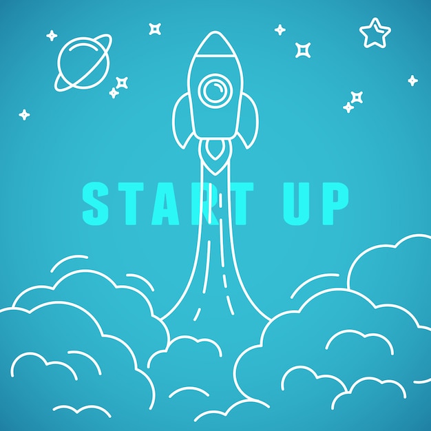 Vector start up concept in stile lineare