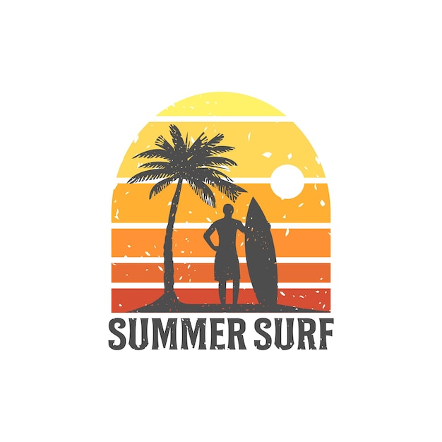 Vector surfer Elementi di surf vintage Distintivo di etichetta di surf retrò vettoriale ed elemento di design