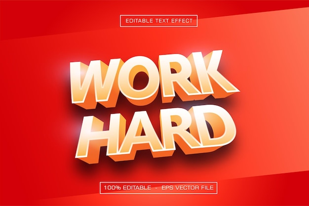 Vector Work Effetto di testo duro modificabile con stile di carattere moderno
