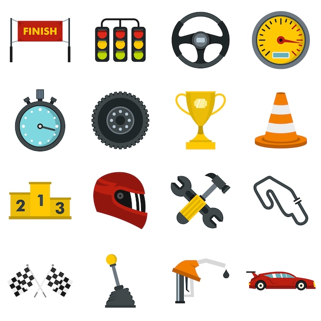 Velocità da corsa imposta icone piane