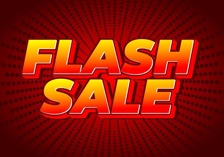 Vettore venda flash effetto di testo in stile 3d per la promozione digitale o pint