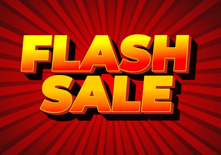 Vettore venda flash effetto di testo in stile 3d per la promozione digitale o pint