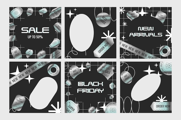 Vendita alla moda di post sui social media per il marketing digitale e la promozione delle vendite Black Friday