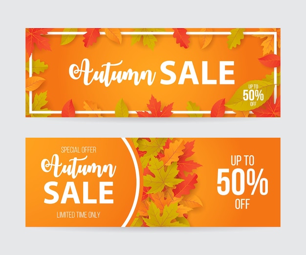 Vendita autunnale modello banner vettore