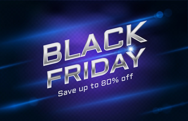 Vendita del Black Friday su sfondo blu scuro hi tech.