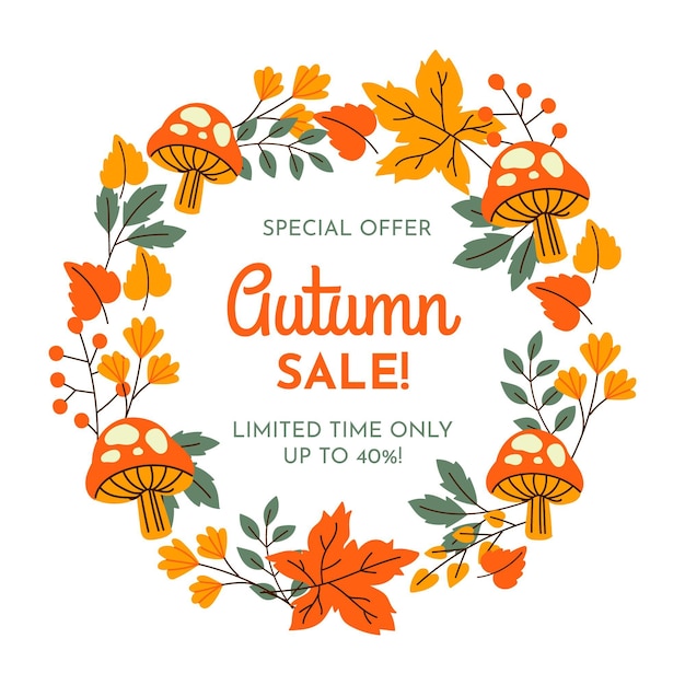 Vendita di autunno banner disegnato a mano