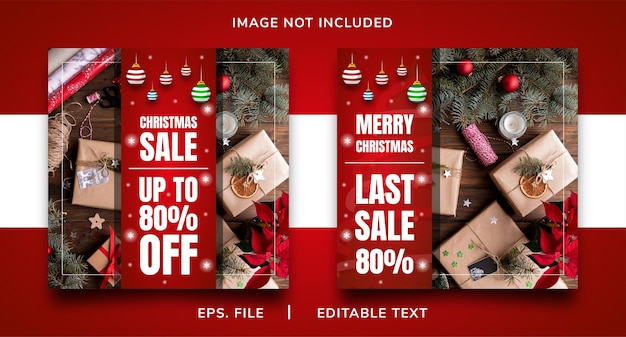 vendita di saldi di natale promozione sui social media e design di banner per instagram